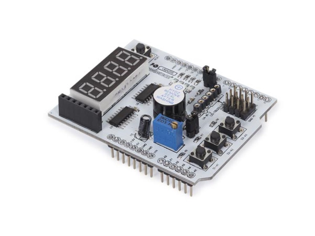 Multifunctional Expansion Board For Arduino, 4-digit Display, Smd-leds, Buzzer, Push Buttons, Interfaces