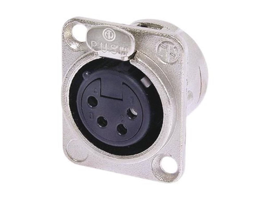 Xlr Chassis Socket, 4-pole, Silver-coated Contacts, Nickel-plated Housing, D-metal Housing