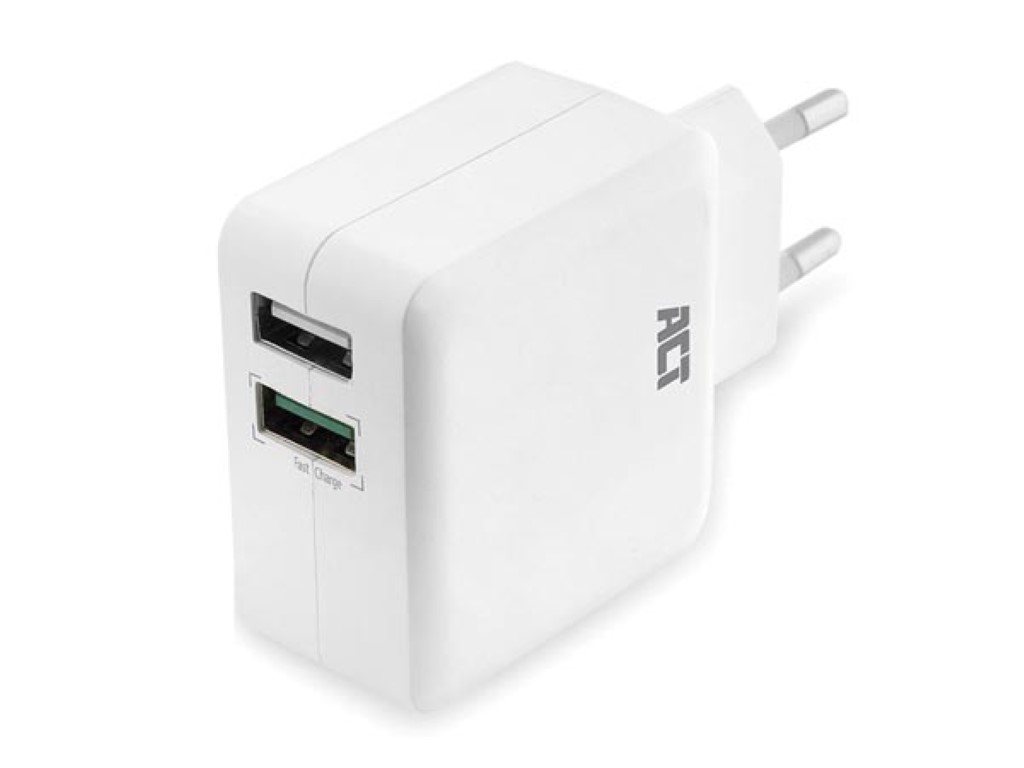 USB Charger 110-240V 2 port & Quickcharge Qualcomm 4A white