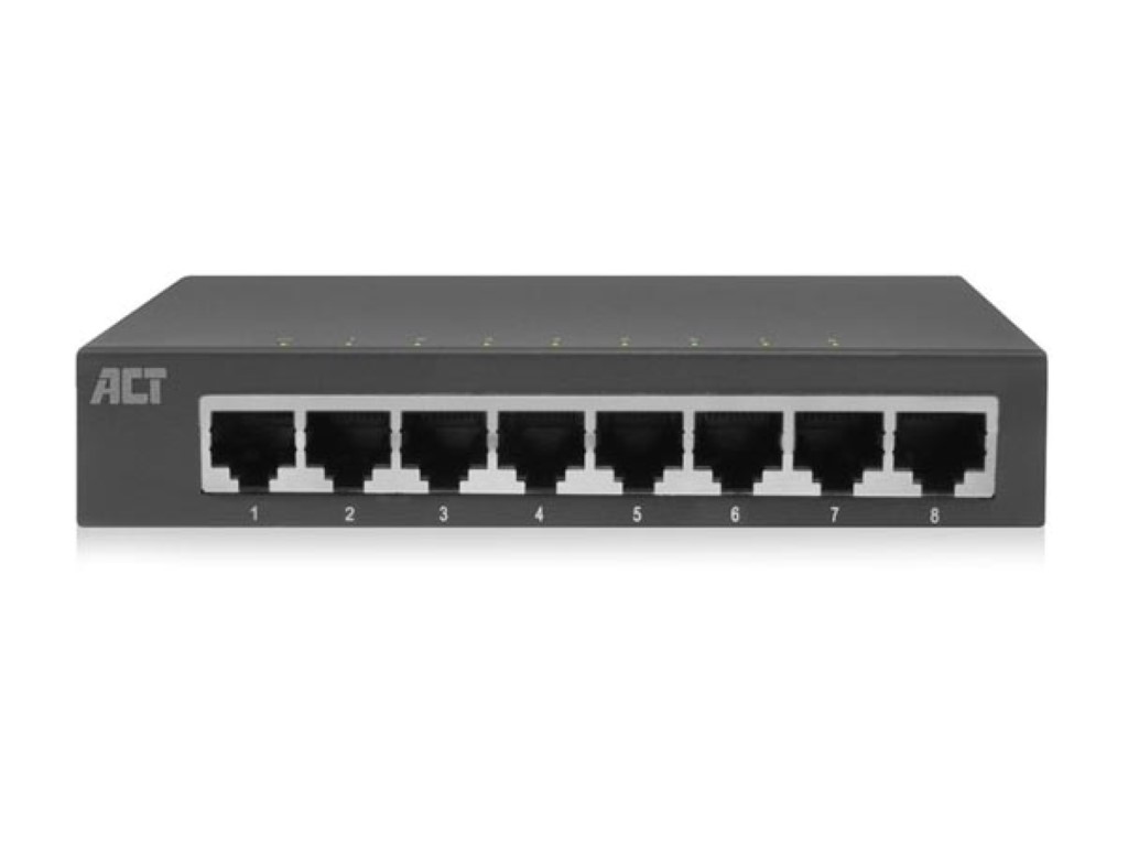 Networking Switch - 8 Ports - 10/100/1000 Mbps - Metal Design