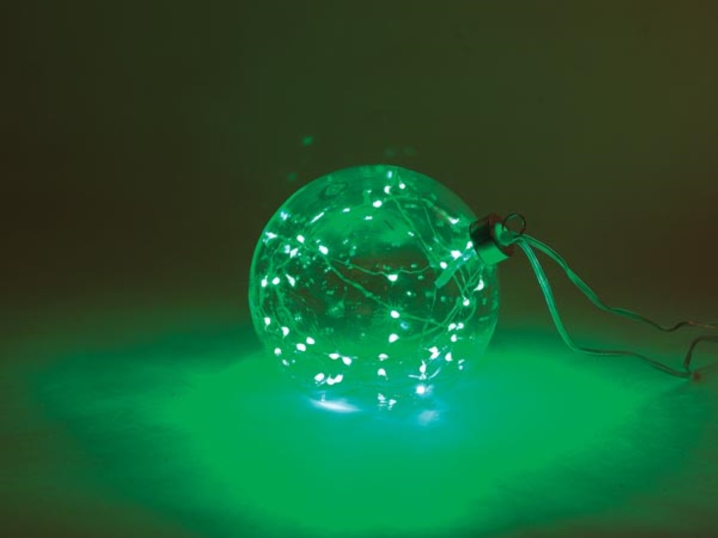 Glasslight LED - Transparent Glassball - 12 Cm -  40 Green Lamps - Batteries Not Provided