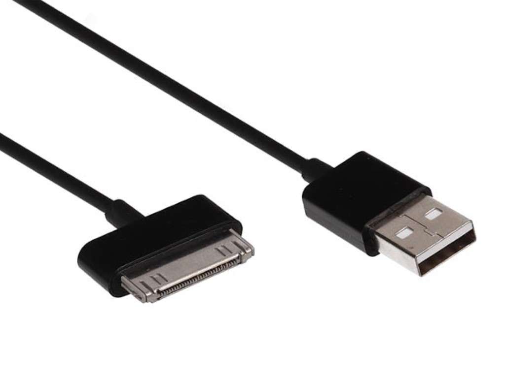 USB 2.0 A Male To Apple 30-pin Male Cable - Black - 1m
