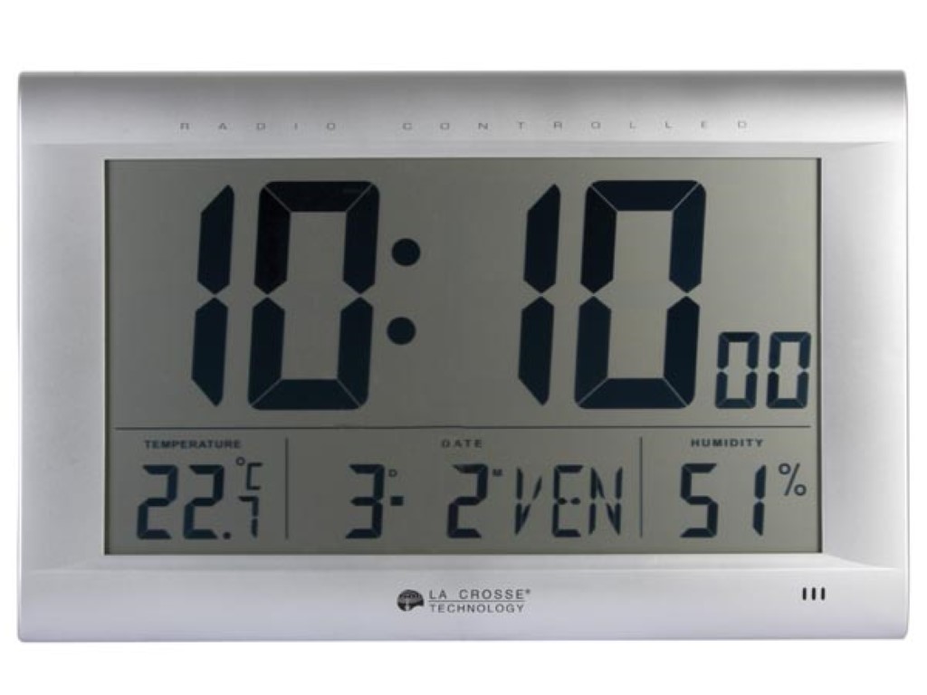 Wall Clock Dcf Ws8009 (37.5cm Diag) With Calendar Humidity Temperature And Alarm
