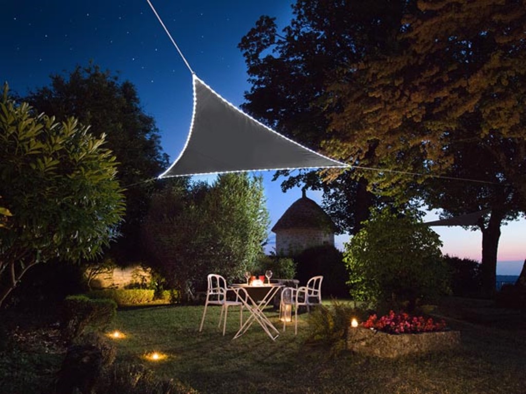 Sun Sail With LED Edge Lighting - Triangle - 3.6 X 3.6 X 3.6 M - Anthracite