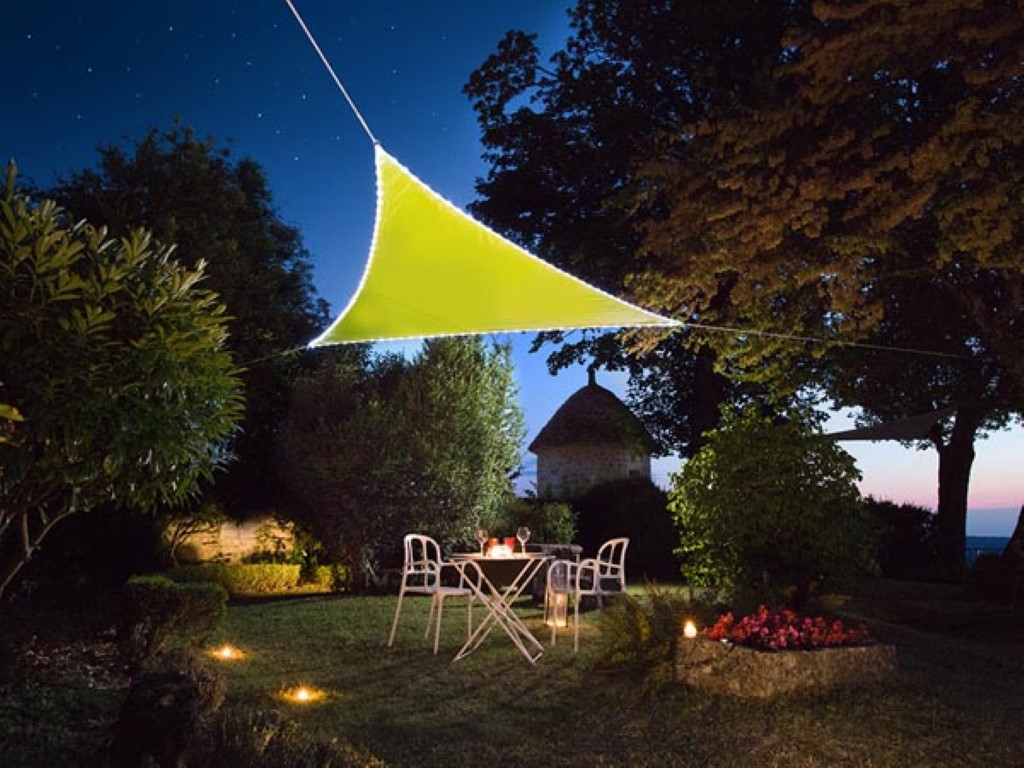 Sun Sail With LED Edge Lighting - Triangle - 3.6 X 3.6 X 3.6 M - Lime Green