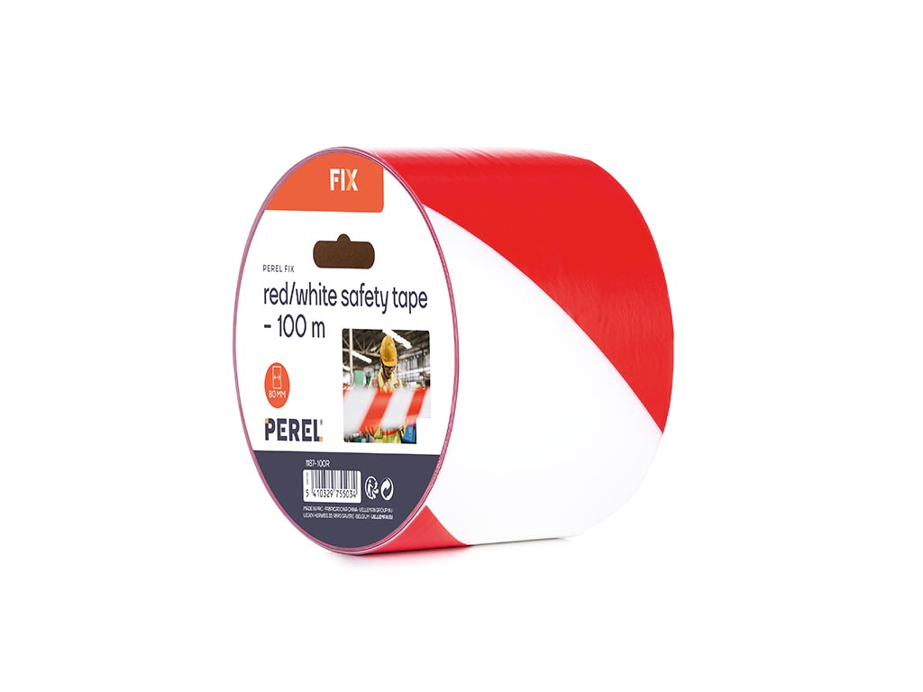 Red/white Safety Ribbon - 100 M - Reel