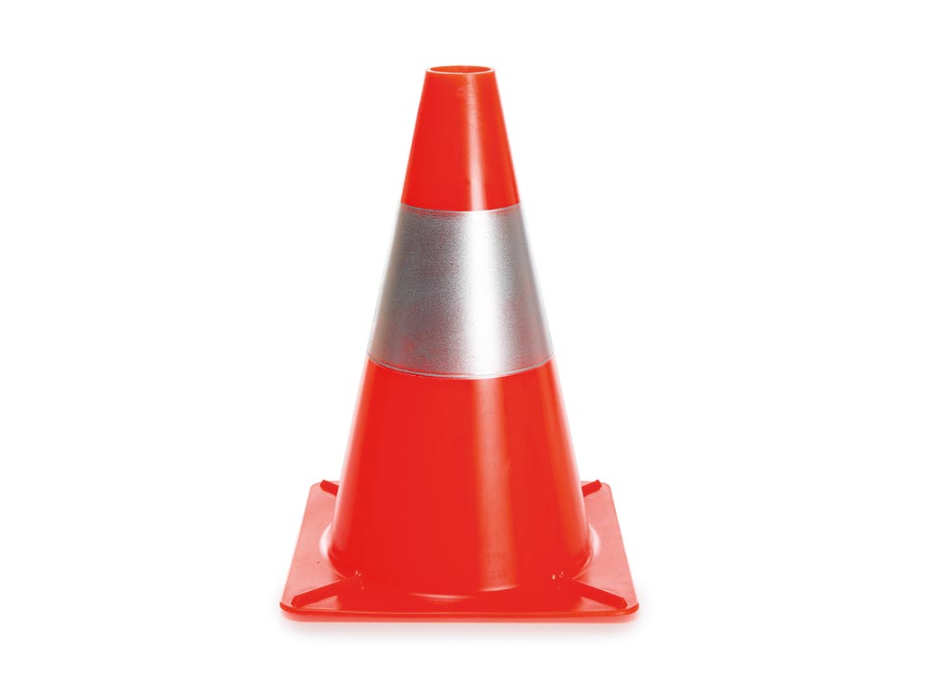 Traffic Cone, For Zone Area Demarcation, Red/reflective Silver, Recreational Use, 30 Cm