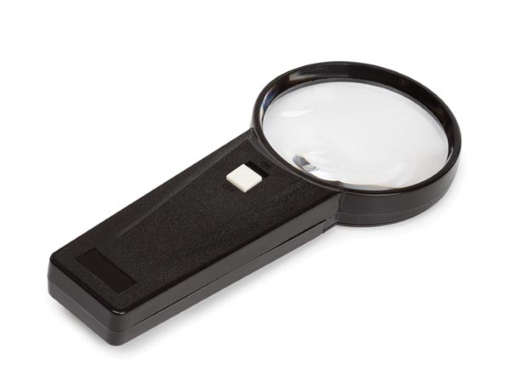 Hand Magnifier, With LED, 2.0x/4.0x, Black